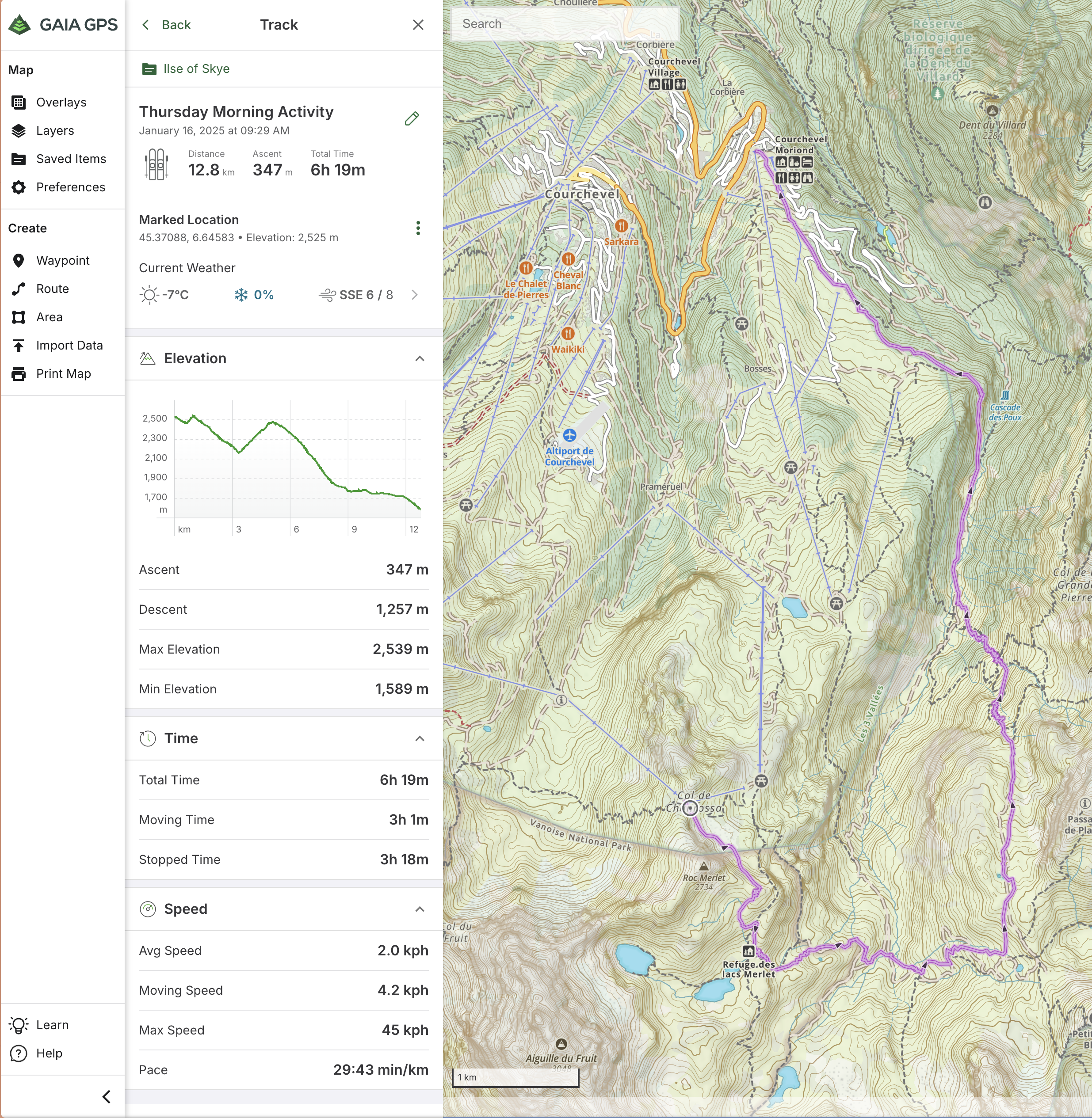 GPX track visualised